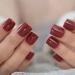 24pcs Burgundy Glossy Short Square False Nails - Perfect Valentine's Day Gift | Solid Color Nail Art for Every Occasion - Buy Online on GoSupps.com