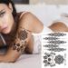 Black Henna Temporary Tattoos Set - Sexy Lace, Indian Mandala, Elephant, Flower Chain Designs - Waterproof Body, Arm, Face Decals for Wedding Party - 6 Sheets - Buy Online on GoSupps.com