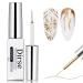 Gold Liner Gel Nail Polish - Metallic Gold Gel Liner Nail Art - 3D Mirror Effect Painted Drawing Nail Gel with Thin Brush - 10ml Glossy Chrome Gel Soak Off UV/LED Nail Art Manicure