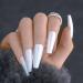 Sethexy glossy ballerina long wrong nails sparkle white fashion style acrylic art nail tip 24st complete coverage press fake nails for women and girls