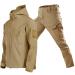 Hanxiulin training suit men jogging suit sports suit men polyester suit sweatshirt pants men training suit sports clothing fitness sports joggen khaki l