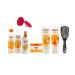 6-piece set of Cantu Care products for kids' hair including nourishing shampoo and conditioner a detangler a curling cream a styling custard a sculp message brush and a shampoo detangler brush variation in color