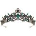 minkissy Baroque Princess for Women Black Leaves Headpieces with Purple Rhinestone Crown Halloween Costume Accessories Green
