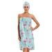 ATTX Flamingo Blue Leaf Towel Wrap with Dry Hair Cap & Headband for Women Women s Comfortable Shower & Bath Wrap with Adjustable Closure