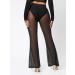 Verdusa Women's Sheer Mesh Elastic Waist Bell Bottom Trousers, X-Large Black - Buy Online on GoSupps.com