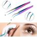 Zhiwenczz Rainbow Stainless Steel Eyelash Tweezers - Professional Multi-Purpose Curved & Straight Pliers for False Lash Extensions - Buy Online on GoSupps.com