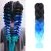 Aomig Ombre Braids Extensions - 2PC Artificial Hair for Braiding 24 Strands Black/Royal Blue/Sky Blue for Box Braids - Buy Online on GoSupps.com