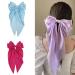 3-PieceBow HairClips Elegant Bow Hair Clips Stylish And Simple Satin Spring Hair Clips Retro Hair Clips Girls Hair Accessories (Purple+Rose+Sky Blue)