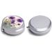 Round Pill Box with Purple Flowers | 3 Compartment Medicine Organizer | Portable Decorative Metal Pill Case - Buy Online on GoSupps.com