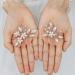 Handcess flower wedding hair needles silver pearl bride jewelry colors hair clip crystal bride hair part for women and girls (2 pieces)