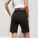 Women's Knee-Length Bermuda Shorts - Casual Summer Capris with Drawstring Waist in Black - Buy Online on GoSupps.com