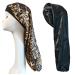 Extra Long Satin Bonnet for Braids 2PCS Dreadlock Covers Night Sleep Caps for Women Long Curly Hair Locs Twists(Black+Leopard)