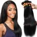 Brazilian Human Hair 3 Bundles Straight Virgin Weave Brazilian Extensions 100% Real Hair Natural Black 10"12"14"