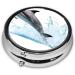 Dolphin Print Mini Round Pill Box - 3 Compartment Portable Medicine Organizer for Travel Home & Office Use - Buy Online on GoSupps.com