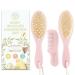Baby Hair Brush - Natural Wooden Cradle Cap Brush with Soft Goat Bristle - Baby Brush Set for Newborns - Toddler Comb - Perfect Scalp Grooming Product for Infant, Toddler, Kids (Oval, Blush) Blush Oval