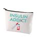 CENWA Diabetes Insulin Makeup Bag Diabetes Awareness Gifts Insulin Addict Zipper Pouch Cosmetic Bag Diabetic Supply (Insulin addict B)
