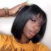 Bfary Short Bob Wigs With Bangs Human Hair for Black Women 100% Brazilian Virgin Straight Wigs Glueless None Lace Full Machine Made Wig(1B 10 inch) 10 Inch (Pack of 1) 1B