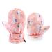 Toddler Waterproof Mittens Fleece Lined Baby Boys Girls Winter Warm Glove Kids Snow Infant Ski Mitten for 3M-5T Pink Seahorse 3-12M(No thumb)