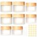 Piwosgol 8 pieces of glass jar 30ml 50ml empty cans small cream can empty can clear crucible cream container with lid made of wood grain matted glass pots for cosmetics lip balm lotion creams