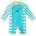BONVERANO Baby Boys Swimsuit Toddler Bathing Suit Long-Sleeve Zipper One Piece Swimwear with UPF 50+ Sun Protection Bear 3-6 Months