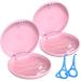 2 pieces of braces bite can denture container with 2 aligner distance tools tooth rail box prosthetic box braces box clip box can for denture prosthesis box pink.