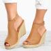 Foldap Summer Wedge Sandals for Women 2023 | Open Toe Breathable Beach Platforms in Khaki - Size 7.5 - Buy Online on GoSupps.com
