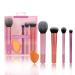 Everyday Essentials Makeup Brush Set + Makeup Sponge Set Makeup Brush Set for Blending Eyeshadow 4 Makeup Brushes and 1 Makeup Sponge for Foundation Blush Bronzer Eyeshadow