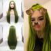 Serenewewig 66 cm long straight olive green wigs synthetic lace front wigs for women pastel green drag queen wige wigeen costume wig for adults heat-resistant pastel oliv green (66 cm)