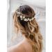 IYOU Bridal Wedding Hair Vines Gold Flower Headband Leaf Pearl Headpiece Bridesmaid Bride Hair Accessories for Women