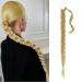 BARSDAR 76cm long braided ponytail extension rubber just wrapped braid hair extensions ponytail DIY natural soft synthetic hair part for women 76cm (Pack of 1) 27T613#-Helle Ashblond mixture bleaching blonde
