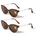 V.W.E. 2 Pairs Women Outdoor Reading Sunglasses Full Tinted Reader Glasses Cateye Vintage Black Tortoise 2 Tortoise 3.0 x