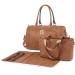Miss Lulu 4PCs Baby diaper bag baby bag Big diaper diaper bag hospital wrap bag with waterproof wrapping pad and insulation tasting (brown)