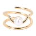 Pearl Fingernail Opening Ring Adjustable Size Finger Tip Ring Nail Art Charms Accessories for Parties Weddings Business Event Birthday(Gold)