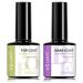 Gel Nail Polish Top Coat and Base Coat - 2Pcs No Wipe Top and Base Coat Gel Nail Polish Set - Soak Off UV Gel Polish - Gel Base Coat for Builder Gel - Natural Nails DIY Nail Art At Home