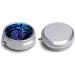 Round Blue Owl Print Pill Box - 3 Compartment Portable Medicine Organizer | Decorative Metal Pocket Pill Case - Buy Online on GoSupps.com