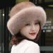 Womens Winter Fur Hat - Adjustable Elastic Soft Fluffy Trimmed Warm Knitted Beanie in Black - Buy Online on GoSupps.com