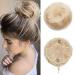 blonde Updo Hair Buns Hair Extensions Human Hair Scrunchie Clip in Ponytail Donut Chignons #613 Bleach Blonde Straight-Type B #613 Bleach Blonde