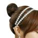 Double Row Flower Headband Pearl Headwear Elastic Hair Band Sunflower Hair Accessory