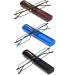 Hubeye 3 pairs metal reading glasses mini compact light spring hinge narrow classic reading aid glasses with metal etui 2.00 black/brown/blue 2.0 diopters