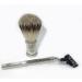 NSNT Exquisit Men's Shaving Brush Set - Silver Tip & Travel Cup - Premium Foam Rasur Brush (12x18cm) - Buy Online on GoSupps.com