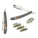  CS-101 Gray Stainless Steel Professional Barber Straight Edge Razor + 15 Astra Double Edge Blades - Premium Quality for Precision Shaving  - Buy Online on GoSupps.com