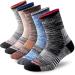 FEIDEER Men's Hiking Walking Socks, Multi-pack Wicking Cushioned Outdoor Recreation Quarter Crew Socks 6.5-10.5 Black/Gray/Light Khaki/Coffee/Blue