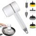 Cordless Scrubber | Power Cleaning Brush Handheld Rechargeable Kitchen Dish Brush with 6 Replaceable Brush for Bathroom Living Room Kitchen White - Buy Online on GoSupps.com