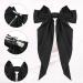 2pcs Long Tail French Hair Bows for Women - Black & Milky White Satin Silky Bow Barrettes - 90's Accessories for Birthday/Party/Show - Buy Online on GoSupps.com