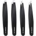 Utopia Care - Professional Stainless Steel Tweezers Set (4-Piece)  Precision Tweezers for Ingrown Hair, Facial Hair, Splinter, Blackhead and Tick Remover (Black)