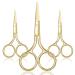 3 Pack Nose Hair Scissors Facial Hair Scissors Small Scissors Stainless Steel Straight Tip Scissor for Eyebrows, Nose, Moustache, Beard (Gold)