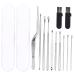 Ear Cleaner 2 Sets Ear Pick Suit Metal Tweezers Metal Spatula Tweezers Handheld Ear Scope Ear Wax Remover Kit- Ear Cleaning Kit Chinese Ear Spoon Stainless Steel Silver Metal Chop