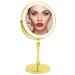 Furgatti LED Lighted Makeup Mirror with 3 Light Settings  360 Rotation  1x/10x Magnification  8'' Rechargeable Vanity Mirror with Touch Control for Make up  Women Gift  Gold