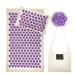 Guiran acupuncture massage 3-part set acupuncture massage pillow and acupuncture press cushion ideal suit for relieving head and neck pain carrying bag 3-part set beige cloth purple lotus buckle