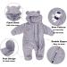 JiAmy Newborn Baby Hooded Romper Fleece Snowsuit Jumpsuit | Fall Winter Outfits | Grey 0-3 Months - Buy Online on GoSupps.com